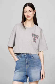 Женская серая футболка TJW LETTERMAN TEE Серый XS Tommy Jeans DW0DW18656