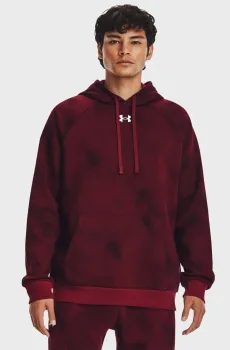 Мужское бордовое худи UA Rival Fleece Printed HD Бордовый M Under Armour 1379759-600
