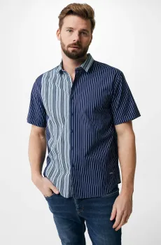 Мужская темно-синяя рубашка в полоску Синий M Mexx TU1522033M