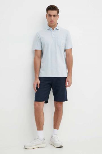 Поло с примесью льна Polo Ralph Lauren цвет бирюзовый однотонный Поло с примесью льна Polo Ralph Lauren цвет бирюзовый однотонный