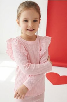 Футболка з трикотажу в рубчик - рожевий