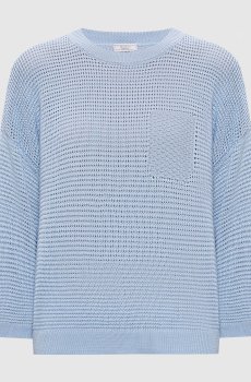 Голубой ажурный джемпер с цепочкой