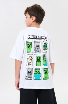 Бавовняна футболка з принтом на спині Minecraft - білий