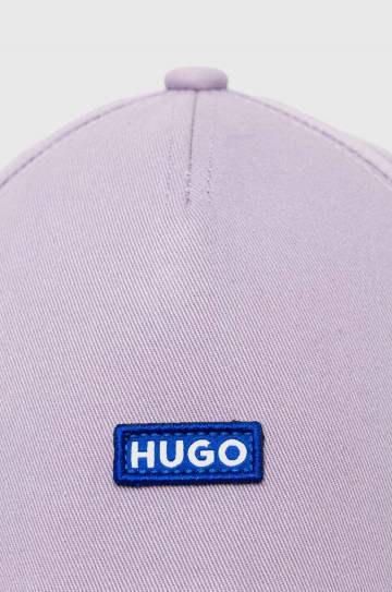 Хлопковая кепка Hugo Blue цвет фиолетовый с аппликацией Хлопковая кепка Hugo Blue цвет фиолетовый с аппликацией