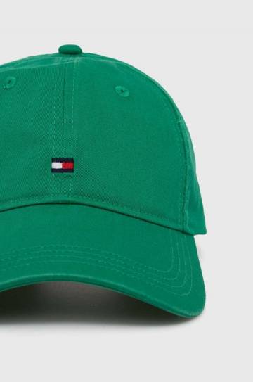Хлопковая кепка Tommy Hilfiger цвет зелёный с аппликацией Хлопковая кепка Tommy Hilfiger цвет зелёный с аппликацией