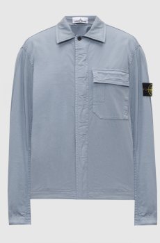 Голубая рубашка на молнии с патчем