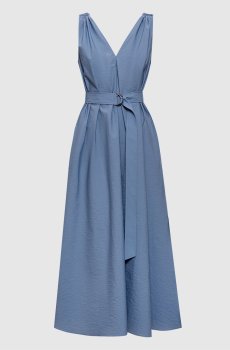 Синее платье миди с цепочкой мониль