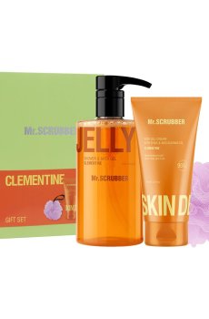 Подарочный набор Mr.Scrubber Clementine (гель для душа, 500 мл + увлажняющий крем-гель для тела, 150 мл + мочалка, 1 шт)