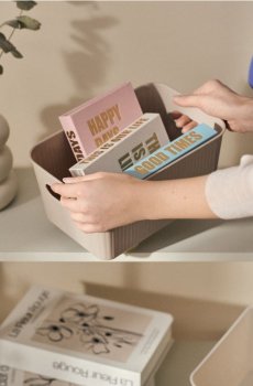 Коробка для зберігання з ручками - бежевий