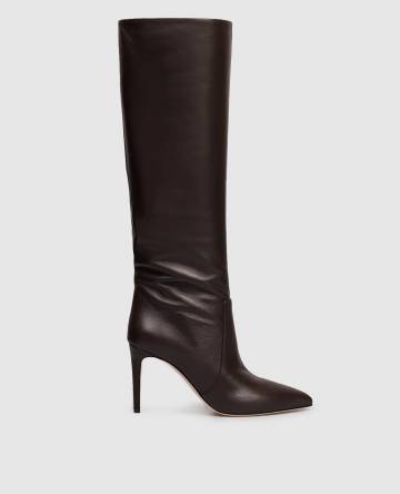 Коричневые кожаные сапоги Stiletto Коричневые кожаные сапоги Stiletto