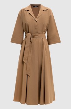 Коричневое платье-рубашка PADANA с поясом