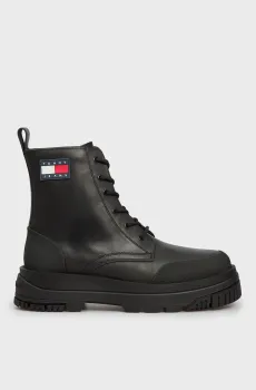Мужские черные кожаные ботинки TJM LACE UP LEATHER  BOOT Черный 42 Tommy Jeans EM0EM01511