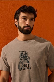 Бавовняна футболка з вареним ефектом - середньо-сірий