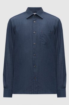 Синяя рубашка на кнопках
