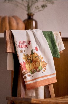 Бавовняні кухонні рушники з осіннім мотивом 3 pack - різнобарвний