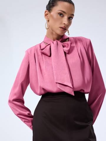 Mohito - Блузка з зав’язкою на горловині - рожевий - 32