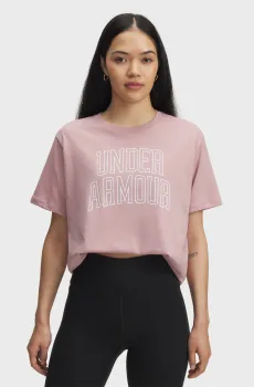 Женская пудровая футболка Rival OS Campus Tee Розовый XS Under Armour 6007883-673