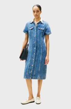 Женское синее джинсовое платье Синий L Tommy Hilfiger WW0WW46638