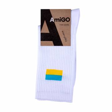 Носки мужские AmiGO высокие, спортивные, белые с флагом, размер 29 Носки мужские AmiGO высокие, спортивные, белые с флагом, размер 29