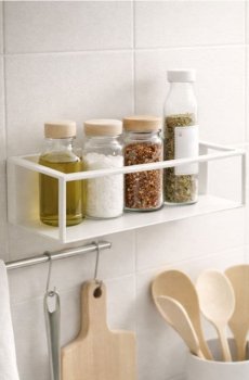 Металева настінна полиця - білий