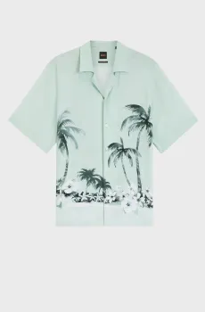 Мужская зеленая рубашка с узором Зеленый XL BOSS 50559632;446