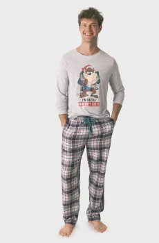 Мужская серая пижама (лонгслив, брюки) Серый XXL womensecret 2762209