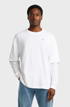 Мужской белый лонгслив Double Белый S G-Star RAW D28600,E385