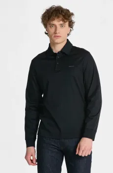 Мужское черное поло MERCERIZED LS JERSEY RUGGER Черный L Gant 2045033