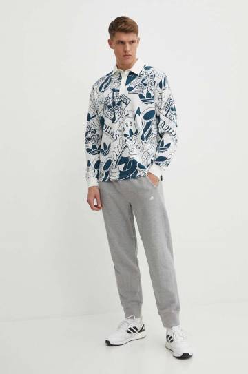 Хлопковый лонгслив adidas Originals цвет бежевый узорный IN2599 Хлопковый лонгслив adidas Originals цвет бежевый узорный IN2599