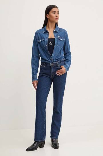 Джинсовая рубашка Guess Jeans женская slim классический воротник W4YH35 D5EI3 Джинсовая рубашка Guess Jeans женская slim классический воротник W4YH35 D5EI3