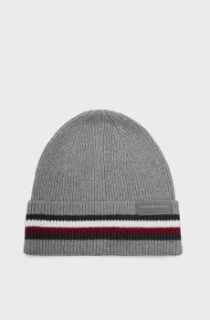 Мужская серая шерстяная шапка CORPORATE BEANIE Серый ONESIZE Tommy Hilfiger AM0AM11484