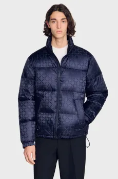 Мужская темно-синяя куртка с узором Синий L Sandro SHPMA00448_Midnight Blue