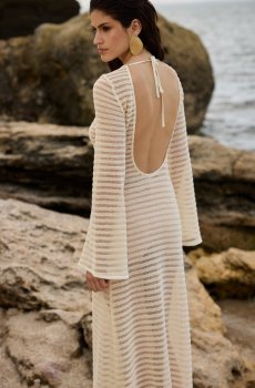 Сукня-туніка максі з відкритою спиною у відтінку айворі