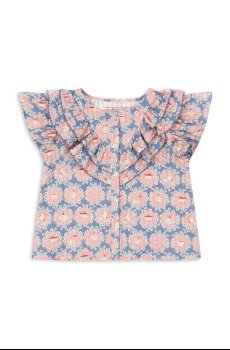 Детская хлопковая блузка Konges Sløjd KIM FRILL SS SHIRT GOTS