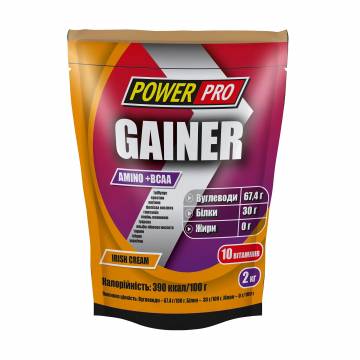 Гейнер Power Pro Gainer Ирландский крем, в порошке, 2 кг Гейнер Power Pro Gainer Ирландский крем, в порошке, 2 кг