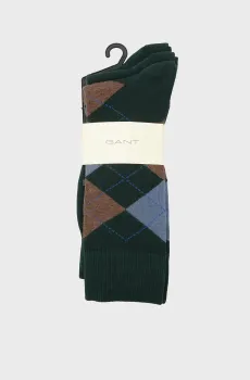 Мужские темно-зеленые носки (3 пары) ARGYLE Зеленый 40-42 Gant 9960334