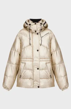 Женская золотистая куртка METALLIC PUFFER JACKET Золотой M Karl Lagerfeld 246W1504