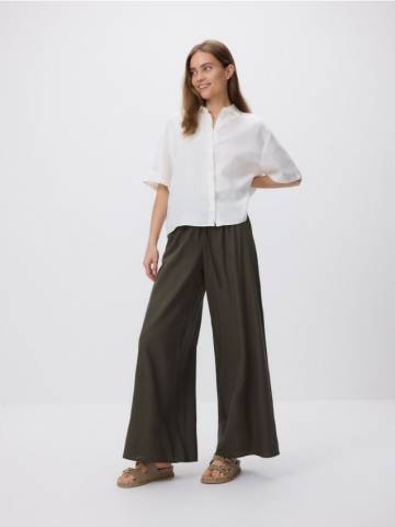 Reserved - Штани з додаванням льону - блідо-зелений - YT972-07X