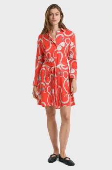 Женское коралловое платье с узором  REL SAILING PRINT SHIRT DRESS Коралловый 36 Gant 4503388