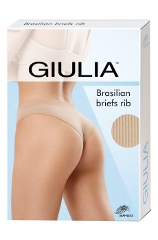 Бесшовные женские трусы бразилиана Giulia Brasilian Briefs Rib в рубчик, Black, размер L/XL