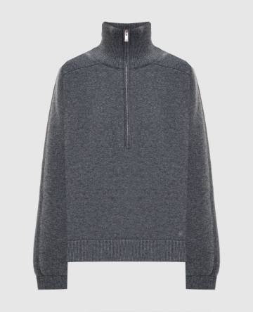 Серый свитер DRIES с молнией из кашемира
