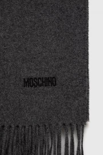 Шерстяной шарф Moschino цвет серый однотонный M5165 50092 Шерстяной шарф Moschino цвет серый однотонный M5165 50092