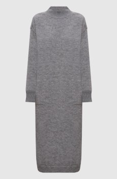 Серое платье из шерсти, шелка и кашемира с цепочкой мониль