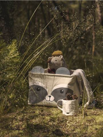 Кошик для зберігання з 3D вушками - сірий