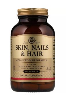 Комплекс для ухода за волосами, кожей и ногтями Solgar Skin, Nails & Hair Улучшенная формула с МСМ, 120 таблеток