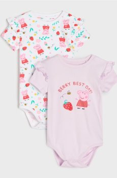Бавовняне боді з декоративними воланами 2 pack Peppa Pig - білий