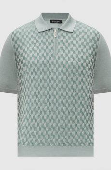 Зеленое поло с шелком в узоре