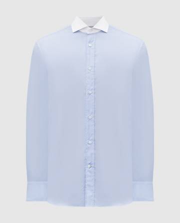 Голубая рубашка с контрастным воротником