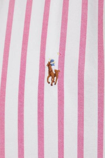 Хлопковая рубашка Polo Ralph Lauren мужская цвет розовый slim воротник button-down Хлопковая рубашка Polo Ralph Lauren мужская цвет розовый slim воротник button-down
