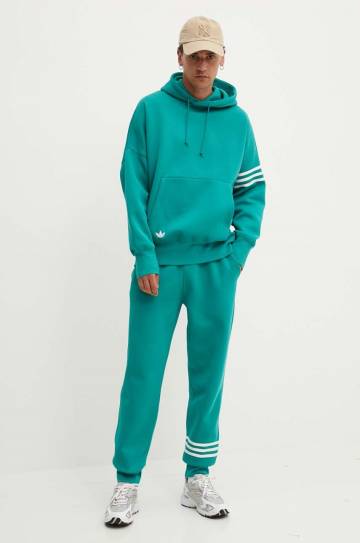 Спортивные штаны adidas Originals цвет бирюзовый однотонные JF9151 Спортивные штаны adidas Originals цвет бирюзовый однотонные JF9151